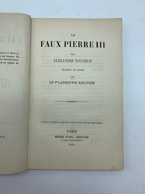 Le faux Pierre III... traduit du russe par le P.ce Augustin Galitzin